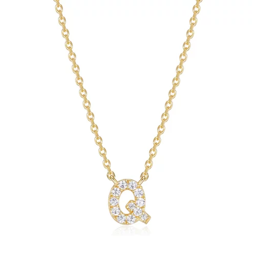 Collier initiale Q en zircone cubique Diamondlite - Or