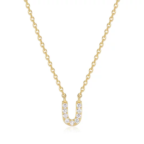 Collier initiale mini U en zircone cubique Diamondlite - Or