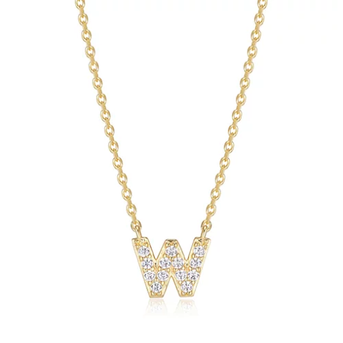 Diamondlite Cubic Zirconia Mini Initial W Necklace - Gold