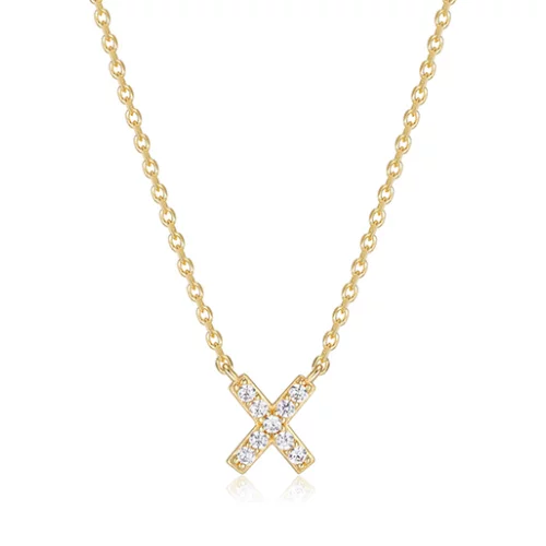 Diamondlite Cubic Zirconia Mini Initial X Necklace - Gold