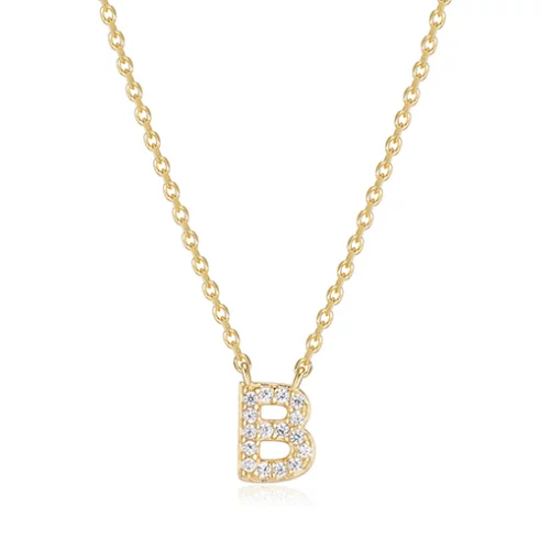 Diamondlite Cubic Zirconia Mini Initial B Necklace - Gold