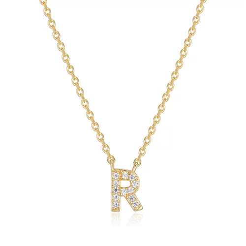 Diamondlite Cubic Zirconia Mini Initial R Necklace - Gold