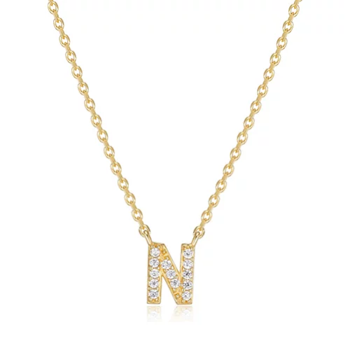 Diamondlite Cubic Zirconia Mini Initial N Necklace - Gold