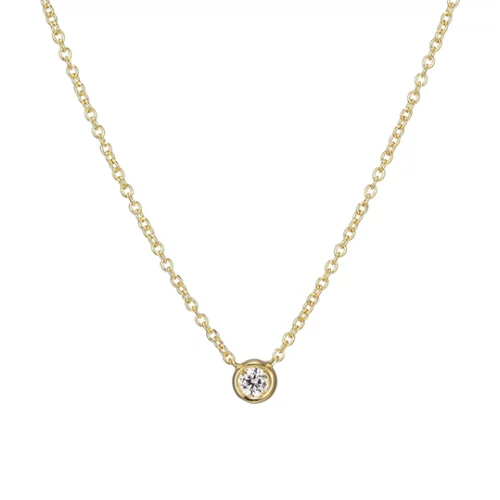 Bezel Set Lab Grown Diamond (0.075 CTW) Solitaire Necklace - Gold