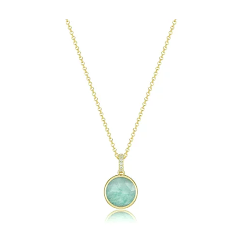 Fleur de Vie Collection Adjustable CZ, Crystal and Peru Amazonite 9mm Round Doublet - Gold