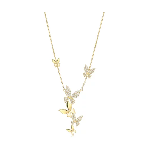 Diamondlite Cubic Zirconia Adjustable Butterfly Statement Necklace - Gold