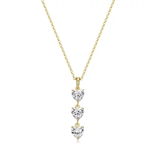 Diamondlite Cubic Zirconia 6mm Triple Heart Drop Necklace - Gold