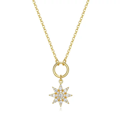 Goddess Diamondlite Cubic Zirconia Single Star Necklace - Gold