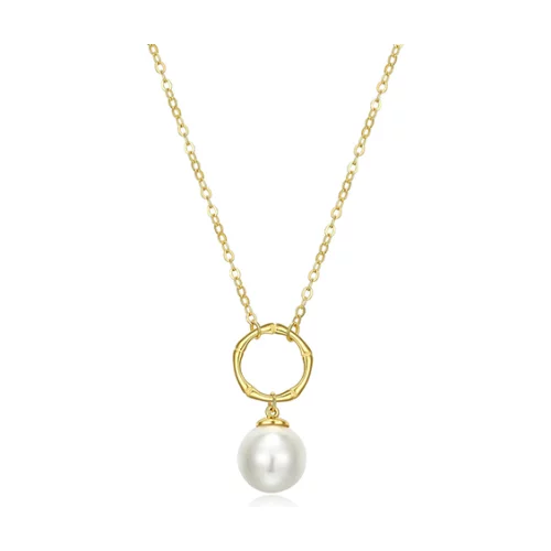 Lucky Bamboo 10mm Shell Pearl Necklace - Gold