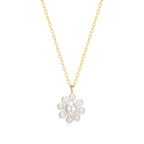 Single Pearl Flower Shell Pearl Necklace - Gold