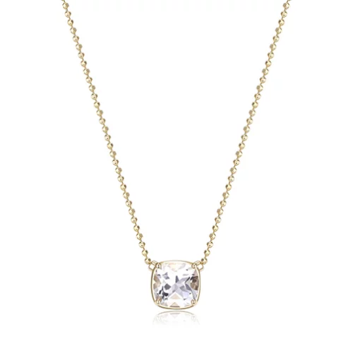 ELLE "Marble" Clear Quartz Cushion Cut Necklace - Gold