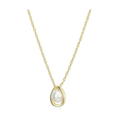 ELLE "Luna" Sterling Silver White Pearl Necklace - Gold