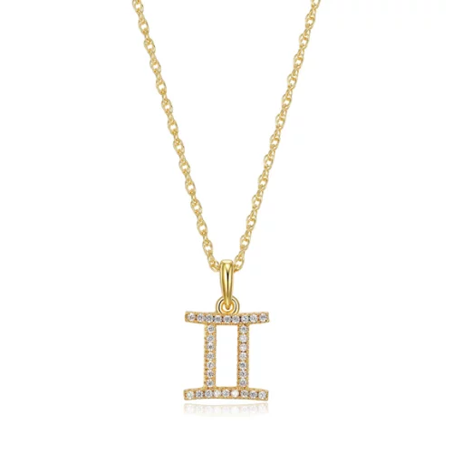 Diamondlite Cubic Zirconia Gemini Zodiac Rope Necklace - Gold