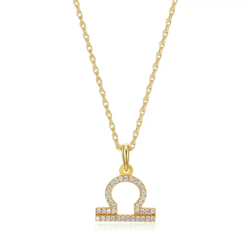 Diamondlite Cubic Zirconia Libra Zodiac Rope Necklace - Gold