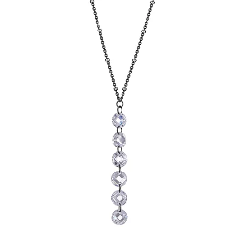 Floating Diamondlite Cubic Zirconia Drop Necklace - Black
