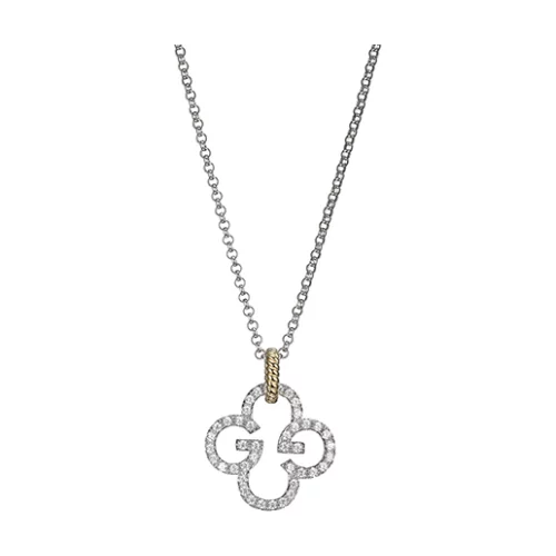 Charles Garnier Sterling Silver "MONOGRAM" Necklace with Cubic Zirconia - Silver and Gold