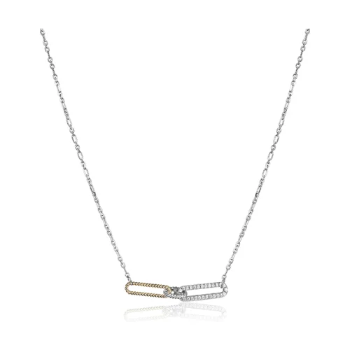 Charles Garnier Sterling Silver "PAPERCLIP" Cable Chain Necklace - Silver and Gold