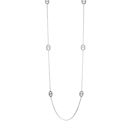 Charles Garnier Sterling Silver "MARINER LINK" Pave Marine Long Station Necklace - Silver