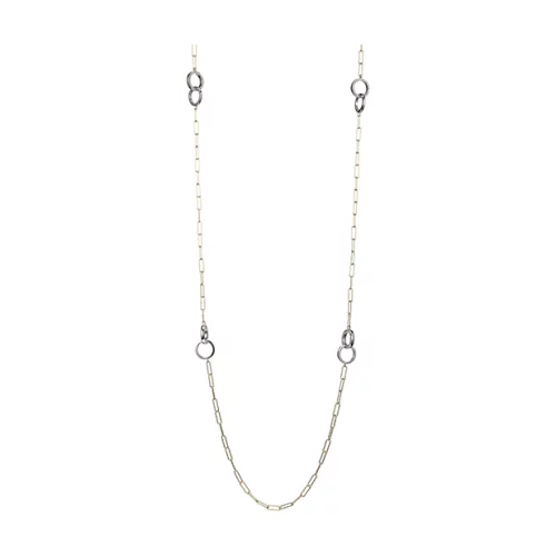 Charles Garnier Sterling Silver "PAPERCLIP" Diamondlite Circles Station Necklace - Silver & Gold
