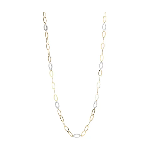 Charles Garnier Sterling Silver "PAPERCLIP" Diamondlite Marquise Link Necklace - Silver and Gold