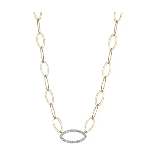 Charles Garnier Sterling Silver "PAPERCLIP" Marquise W/ Diamondlite Necklace - Silver & Gold