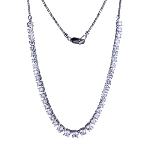 Diamondlite Cubic Zirconia Round Statement Necklaces in Silver