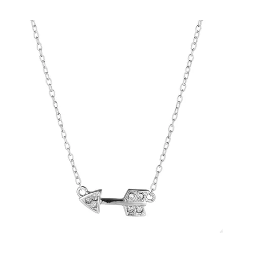 Holiday Mini Crystal Arrow Necklace - Silver
