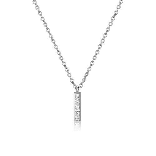 Diamondlite Cubic Zirconia Mini Bar Cable Chain Necklace - Silver