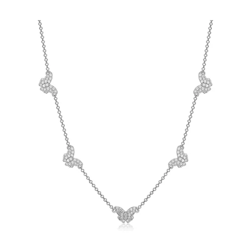 Diamondlite Cubic Zirconia Pavé 5 Butterfly Station Necklace - Silver