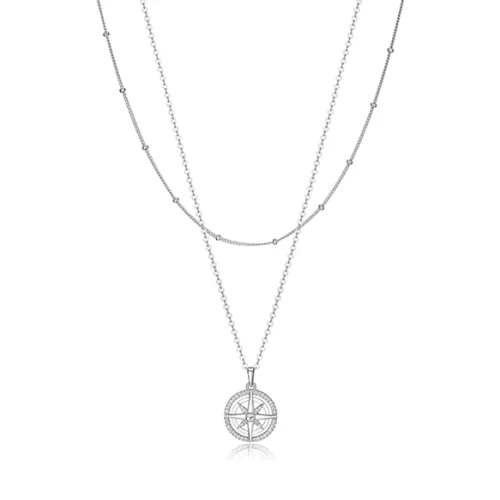 Diamondlite Cubic Zirconia Double Layer North Star Necklace - Silver