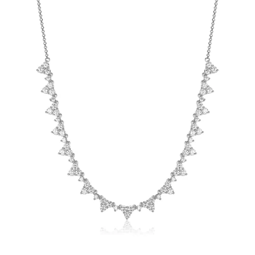 Diamondlite Cubic Zirconia Adjustable Triangle Necklace - Silver