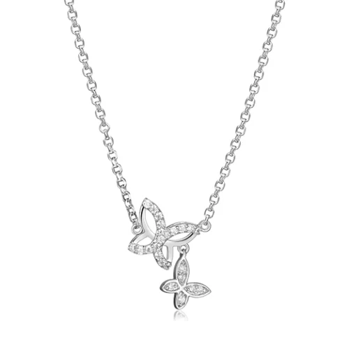 Diamondlite Cubic Zirconia Double Butterfly Necklace - Silver