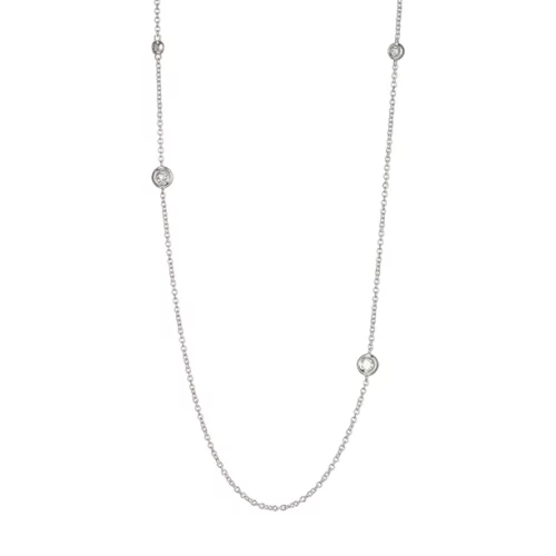 Bezel Set Lab Grown Diamond (0.185 CTW) Delicate Station Necklace - Silver