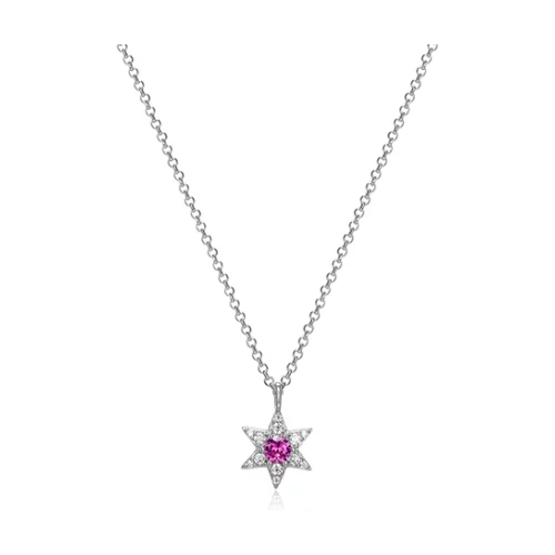 Diamondlite Cubic Zirconia "Mystique" Pink Sapphire Star Necklace - Silver