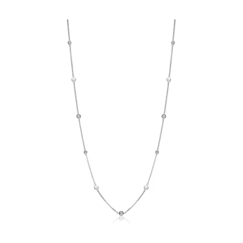 Collier "Majestic" en argent sterling avec perle et zircone cubique ronde - argent