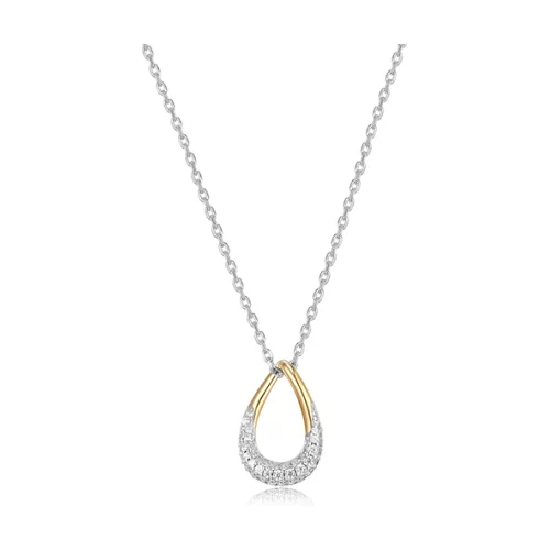 ELLE "Caramel" Pear Shape and Pave Cubic Zirconia Necklace - Silver and Gold