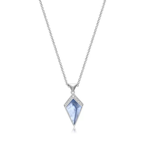 ELLE "Iceberg" Mother of Pearl and Topaz with Cubic Zirconia Necklace - Silver