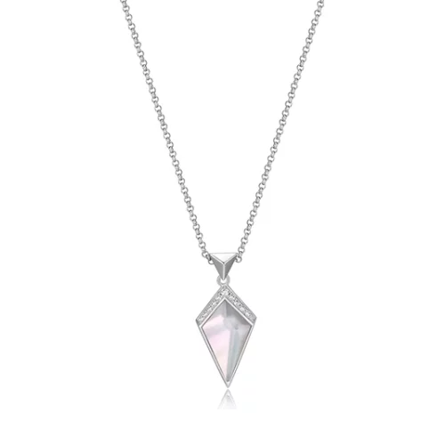ELLE "Iceberg" Mother of Pearl and Crystal with Cubic Zirconia Necklace - Silver