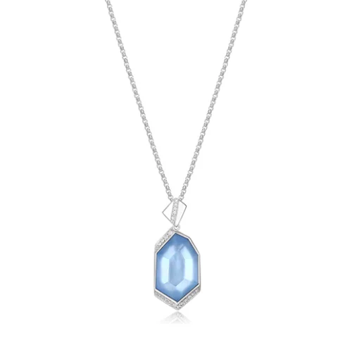 ELLE "Iceberg" Mother of Pearl and Topaz with Cubic Zirconia Necklace - Silver