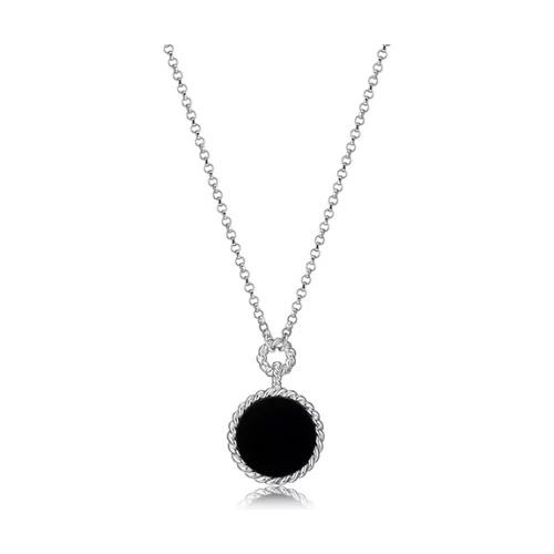 ELLE "Nautical" 12mm Agate with Rope Trim Necklace - Black