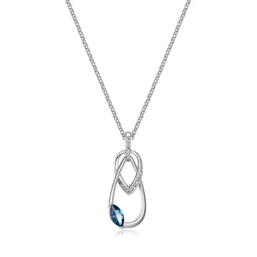 ELLE "Swing" Interlocking Necklace with Topaz and Pave Cubic Zirconia - Silver