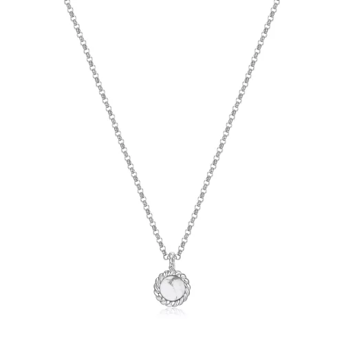ELLE "Nautical" 6mm Howlite with Rope Trim Necklace - White
