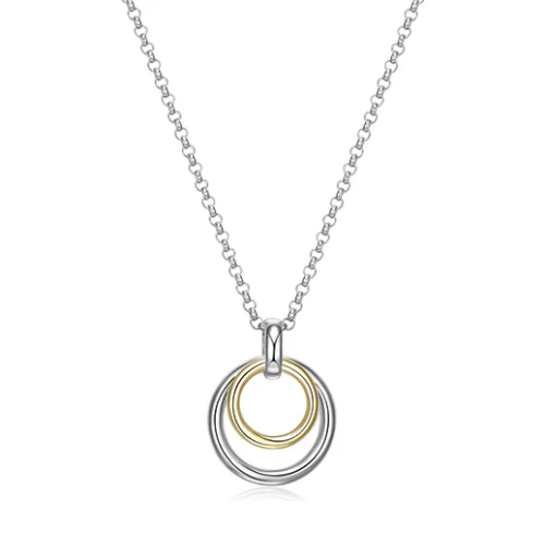 ELLE "Simpatico" Double Circle Necklace - Silver and Gold