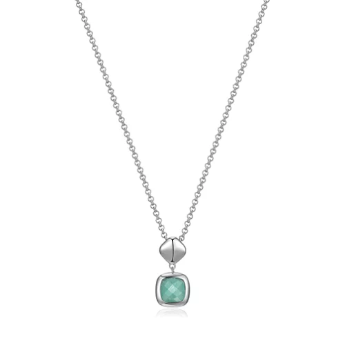ELLE "Mirage" Cushion Cut Amazonite Necklace - Silver