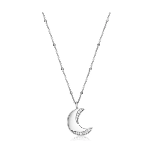 ELLE "Motif" Moon with Cubic Zirconia Necklace - Silver