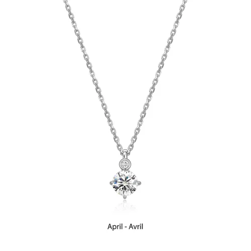 ELLE "Birthstone" April (Moissanite) and Lab Grown Diamond Necklace
