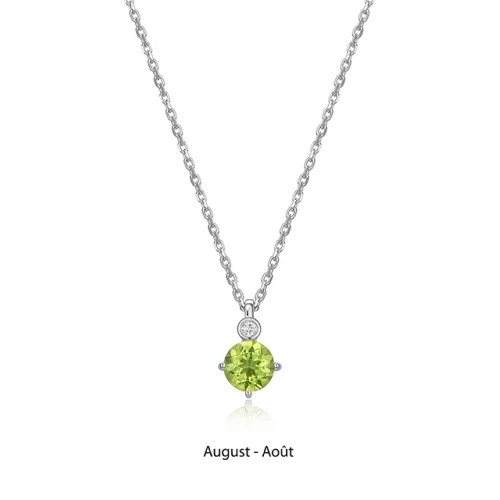 ELLE "Birthstone" August (Peridot) and Lab Grown Diamond Necklace