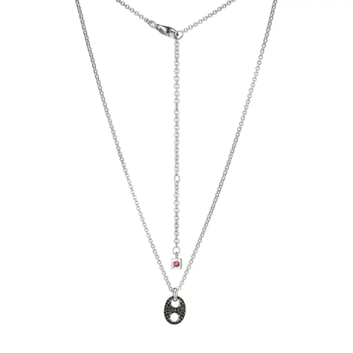 ELLE "Espion" Sterling Silver Pave Black Crystal Necklace - Silver