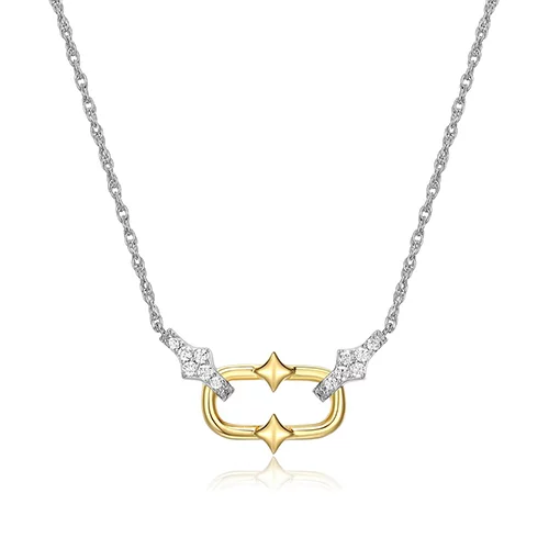 Charles Garnier Sterling Silver "New Mesh" CZ Necklace - Silver and Gold