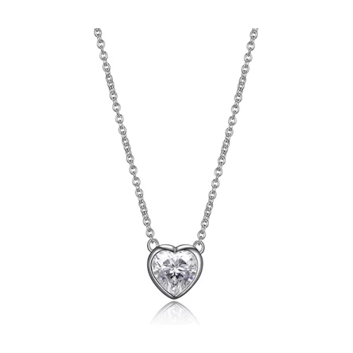 Diamondlite Cubic Zirconia 6.5mm Heart Pebble Necklace - Silver